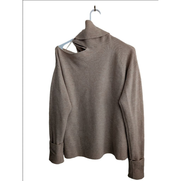 Women's PAIGE Beige Cutout Turtleneck Wool Blend Sweater S - Picture 7 of 13